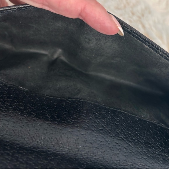 GUCCI Black Lambskin Trifold Long Wallet with Silver G Clasp Vintage - Picture 6 of 13